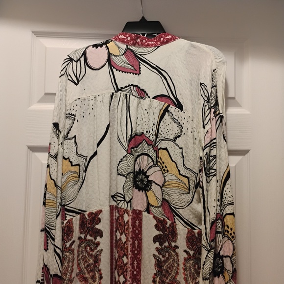 Free People C'est Moi Mixed Print Maxi Cardigan Top Kimono Viscose Size M - Picture 10 of 12